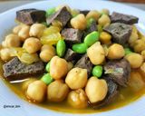 Foto del paso 8 de la receta: Potaje de garbanzos con hígado al ajillo y edamame