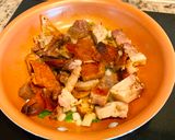 Hình bước làm 2 của món Heo Quay Kho Đậu Hũ & Măng Tây Xào