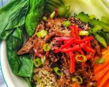 A picture of step 5 of Teriyaki Beef Donburi.