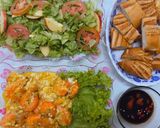 Hình bước làm 2 của món Bánh mì + tôm sốt trứng muối