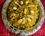 A picture of step 5 of Gur walay chawal.