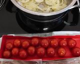 A picture of step 2 of Albacore Tuna Steaks caramelized cherry tomatoes & onions EASY.