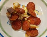 Burgonyakrém leves pirított kolbászchipssel, gyönggyel recept fázis 1 fotója