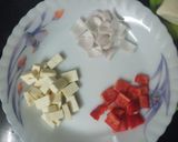 A picture of step 1 of Paneer with grilled aubergine.