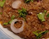 A picture of step 3 of Mashed brinjals with bajra roti baingan ka bartha and bajre ki roti.