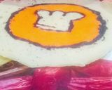 A picture of step 6 of Cookpad logo pan cake.