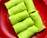 Foto langkah ke 2 dari resep Es Pisang Ijo Vla Cokelat Kekinian Tanpa Dikukus, pakai Pisang Raja.
