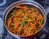 A picture of step 4 of Cabbage sambharo (stir fry).