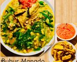 A picture of step 7 of Bubur Manado / Tinutuan(in English & Indonesian language).