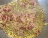 A picture of step 5 of Deany's spaghetti carbonara.