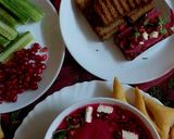 A picture of step 4 of Roasted beetroot and garlic hummus with olive oil toasted bread.