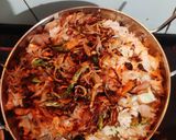 A picture of step 11 of Kathal biryani with pudina dhania chhachh.