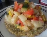 Foto del paso 8 de la receta: Arepa con chía y panela rellena de vegetales salteados... 🍯🍘🌽🧀🥗🥙🥗🧀🌽🍘🍯