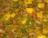 A picture of step 1 of Rajmah aalu with shimla mirch.