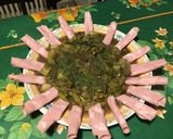 Une image de l'étape 14 de Soleil de fondue de poireaux au jus de sanglier et mortadelle de Bologne.