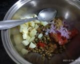 A picture of step 2 of Papad cone Sprouts chaat.