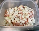 Une image de l'étape 10 de Émincé de poulet mariné au chutney, oignon et poivrons bicolores.