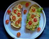 A picture of step 6 of Pumpkin Hummus on Multigrain bread.