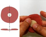A picture of step 8 of Nerikiri Wagashi: "Kiku" (Chrysanthemum).