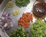 A picture of step 2 of Schezwan Rice.