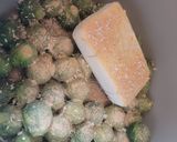 A picture of step 1 of Creamy Garlic Parmesan Brussels Sprouts (low carb).