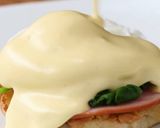 A picture of step 5 of Eggs Benedict with Spinach and Hash Browns.