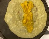 A picture of step 5 of Pesarattu masala dosa.