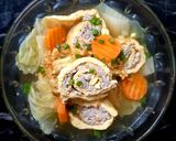 รูปขั้นตอนการทำที่ 3 ของ "แกงจืดไข่ม้วนหมูสับ" Minced Pork Omelette Roll in Clear Soup🥣
