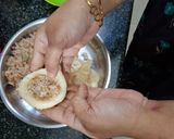 A picture of step 3 of Kakara pitha (suji dumplings).