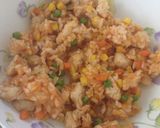 A picture of step 4 of Japanese Omurice! *Rice with Omelette*.