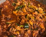 A picture of step 4 of One Pan Zucchini “enchiladas”.