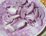 A picture of step 4 of Besan ki Roti.Piyaz Tamatar Hari Mirch Chutney.