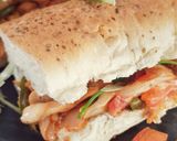 A picture of step 10 of Chicken fajita sub.