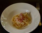 A picture of step 5 of Tagliatelle with white sauce, ham.