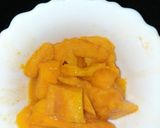 A picture of step 1 of Mango Roohafza Lassi.