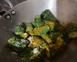 A picture of step 2 of Bharwa karele.