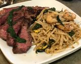 A picture of step 8 of Ribeye Mint Chutney Sauce w/ Shrimp Pad Thai.