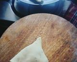 A picture of step 4 of Aloo Matar samosa with homemade samosa patti.