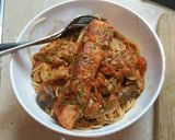 Hình bước làm 7 của món Nấm & Cá hồi Spaghetti