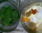 A picture of step 1 of Ajwain ke patto ke pakode.