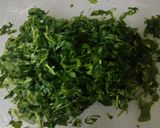 A picture of step 1 of Aloo palak.