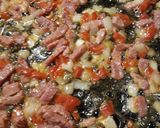 A picture of step 4 of Ham and Eggs with Capers.