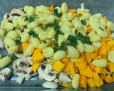 A picture of step 3 of Crispy Gnocchi with Mushrooms, Squash & Sage (vegan).