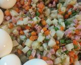 A picture of step 4 of Olivye /Ukrainian Potato Salad.