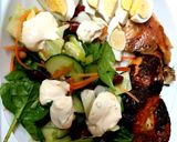 A picture of step 6 of My Chilli oil coated Chicken with a chilli flavoured Salad 🤩.