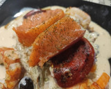 Foto del paso 8 de la receta: Ensaladilla de salmón ahumado, gambones y piquillo a la plancha y mayonesa de yakiniku