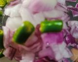 A picture of step 1 of Bread Upma with beetroot & sesame seeds.