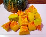 A picture of step 1 of Pumpkin with scrambled eggs.