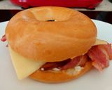 A picture of step 3 of My Smoked Streaky Bacon Bagel With Cheese 🥰.