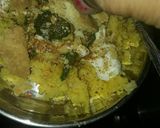A picture of step 3 of Dhokla chaat.